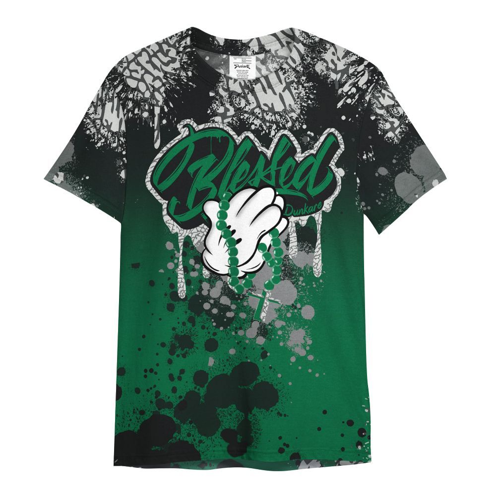 Shirt To Match Pine Green 3s - God Blessed Ink Drip All Over Print