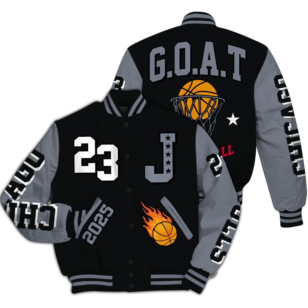 Varsity Jacket To Match Mid Black Metallic 1s - Chicago 23 Basketball All Over Print