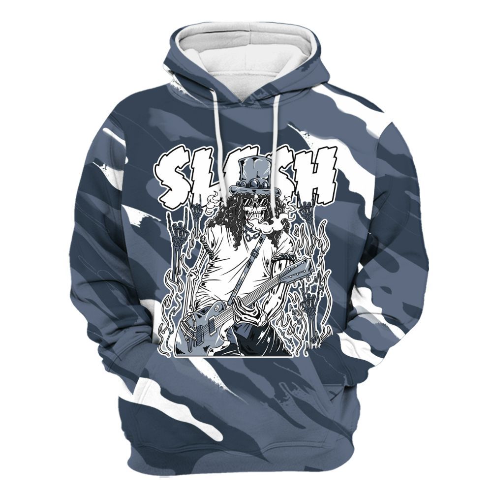 Hoodie To Match Low Diffused Blue 11s - Slash Skeleton Colored All Over Print