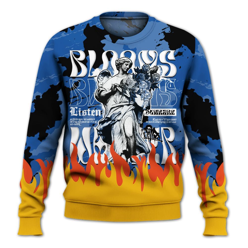 Sweatshirt To Match Low Space Royal 11s - Blooms Whisper Retro All Over Print