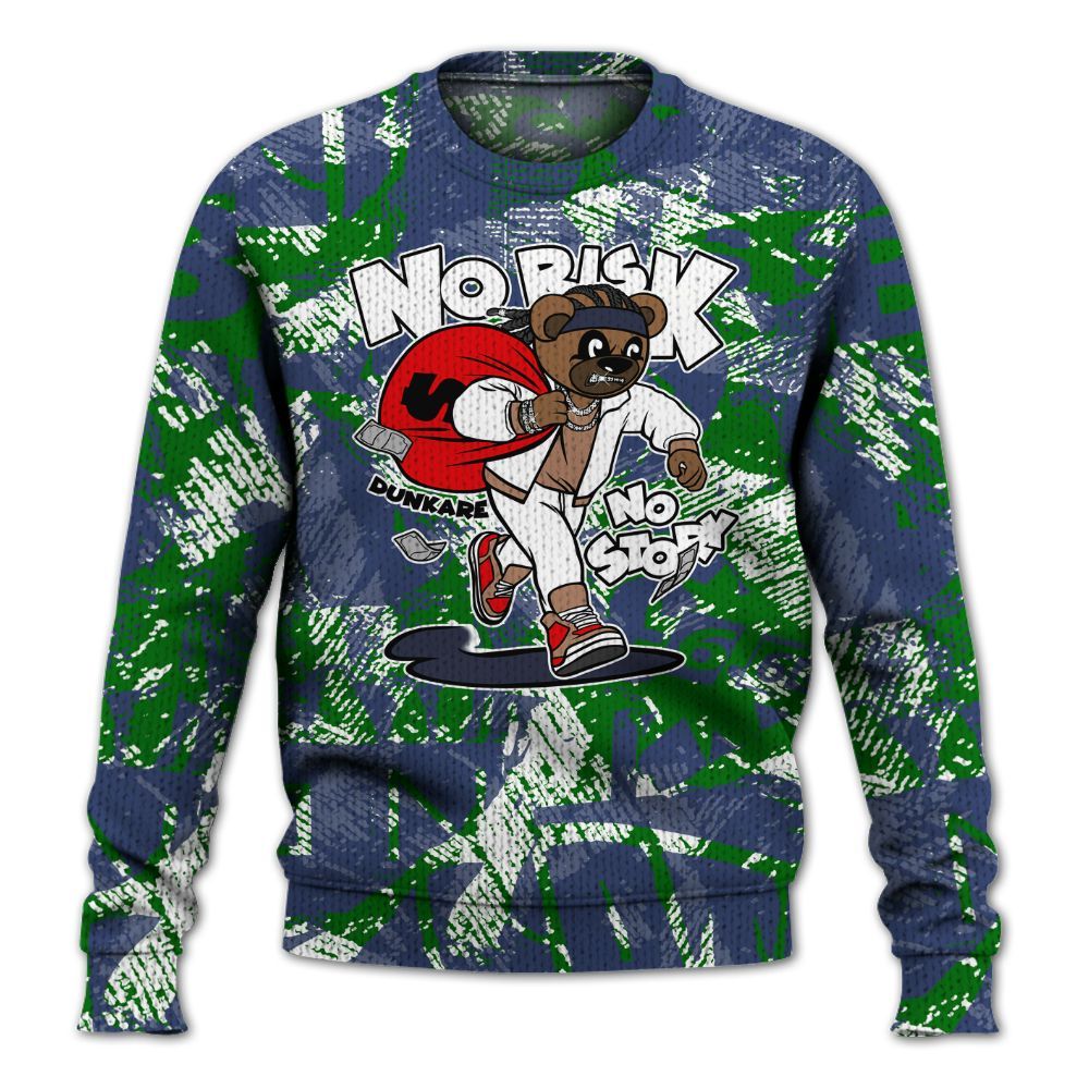 Knitted Sweater To Match Midnight Navy 13s - Certain Bear Abstract Graffiti