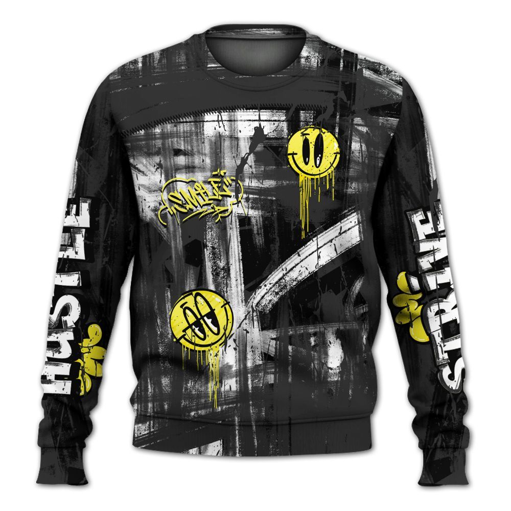 Sweatshirt To Match White Thunder 4s - Money Skull Smile Fire All Over Print