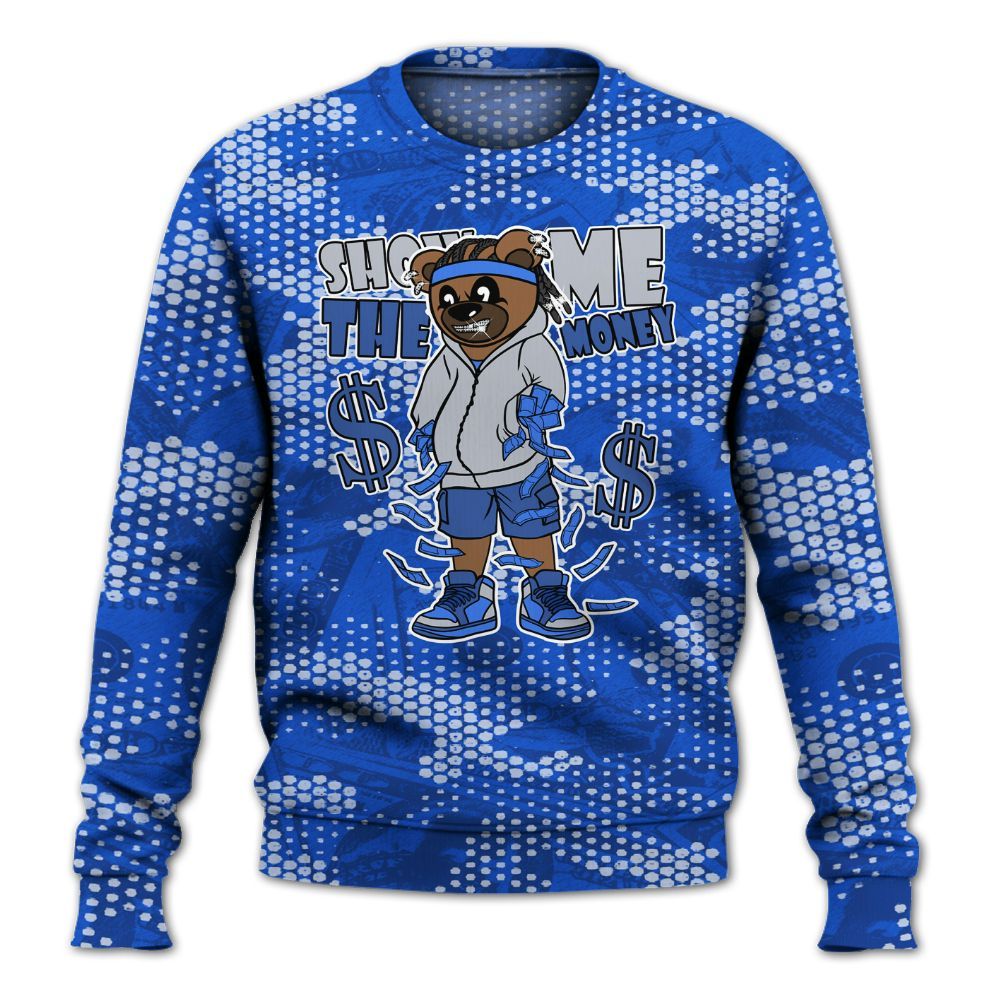 Sweatshirt To Match Air Foamposite One Royal - Show Me Bear Banknotes Art All Over Print