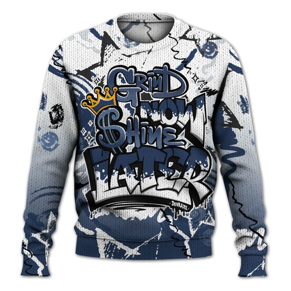 Knitted Sweater To Match Low 85 Metallic Blue 1s - Grind Shine Later Drip