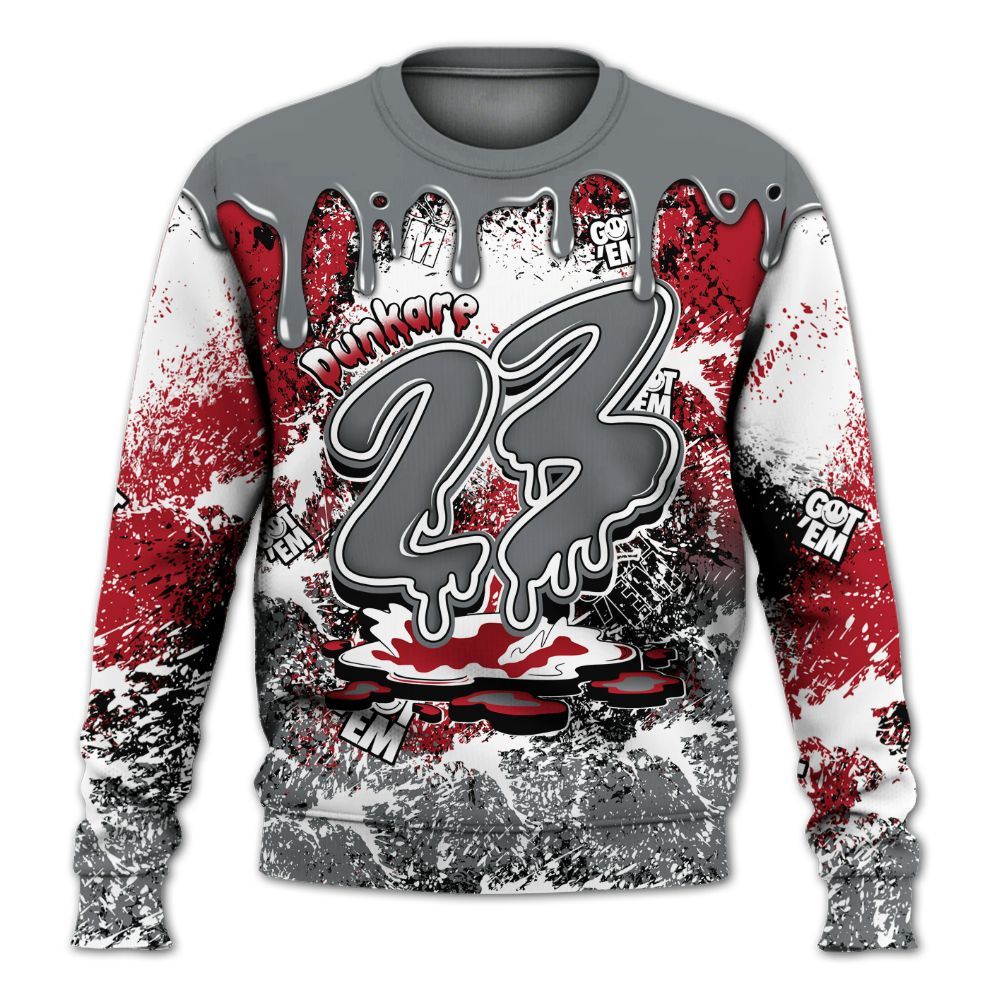 Sweatshirt To Match Retro Fire Red 9s - Dripping 23 Drip All Over Print