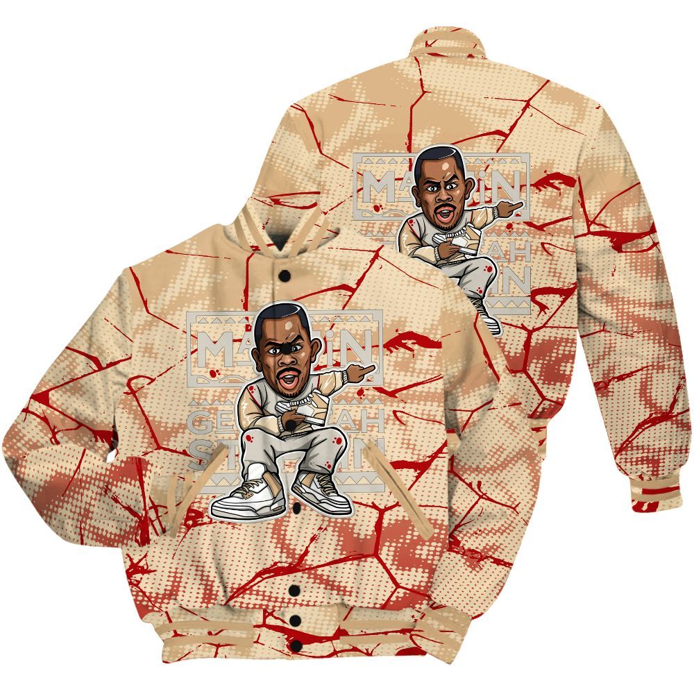 Varsity Jacket To Match Dunk Low Strawberry Waffle Shirt - Get Tag Sneakers Steppin' Graphic Crack All Over Print