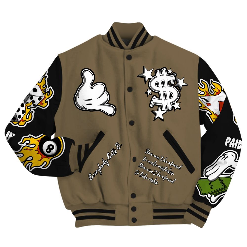 Varsity Jacket To Match Olive 9s - Everybody Paid In Full Graphic All Over Print