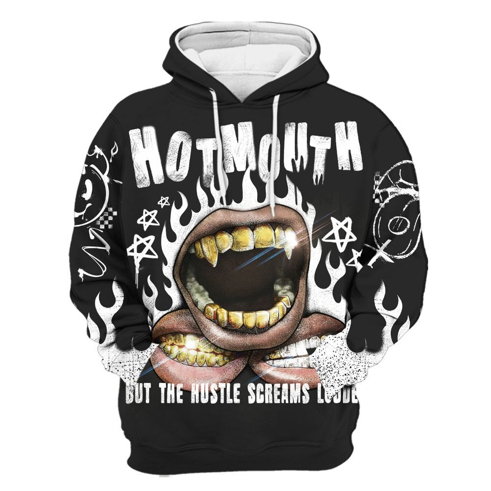 Hoodie To Match Black Cat NET 4s - Mouth Burning Street Style All Over Print