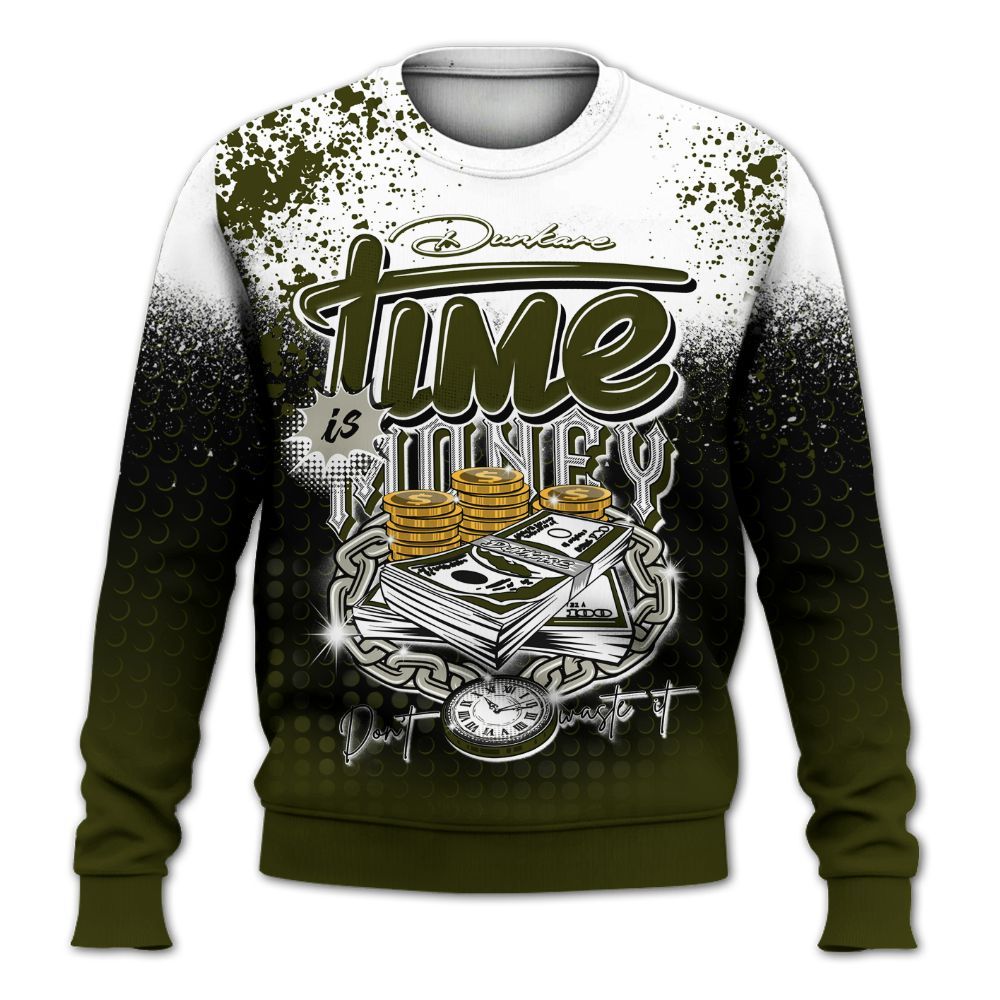 Sweatshirt To Match Dunk Low Pale Ivory Cargo Khaki - Halftone Time Is Money All Over Print