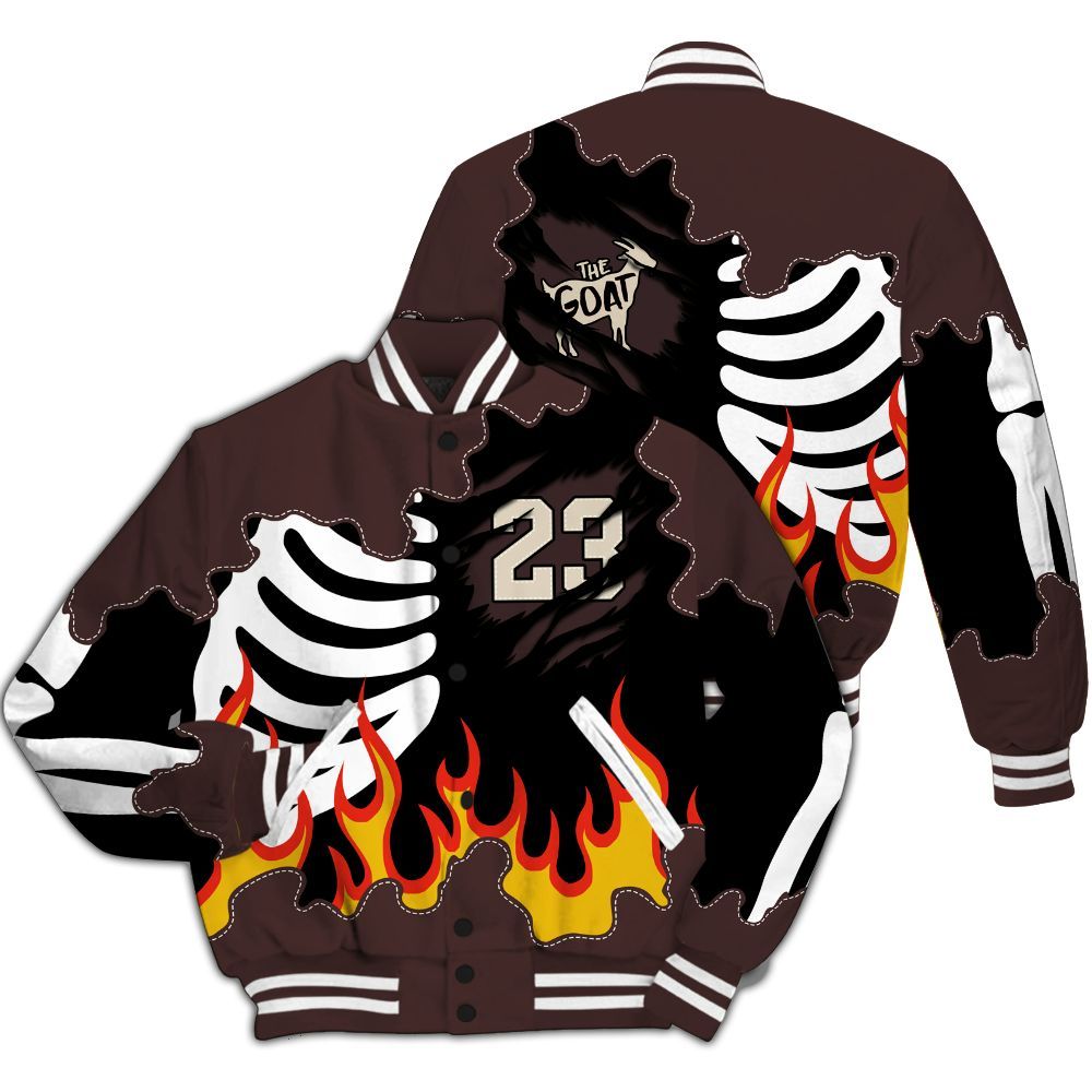 Varsity Jacket To Match Burgundy Crush 3s - Burning Skeleton 23 G.O.A.T All Over Print