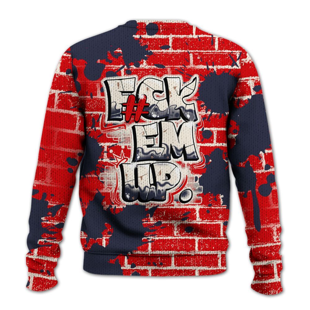 Knitted Sweater To Match Low OG Howard University 1s - F#ck Em Graphic Brick Art