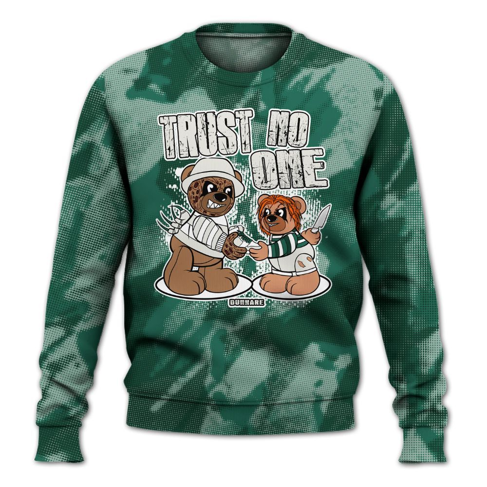 Sweatshirt To Match Oxidized Green 4s - Trust No One Bear Abstract Halftone All Over Print
