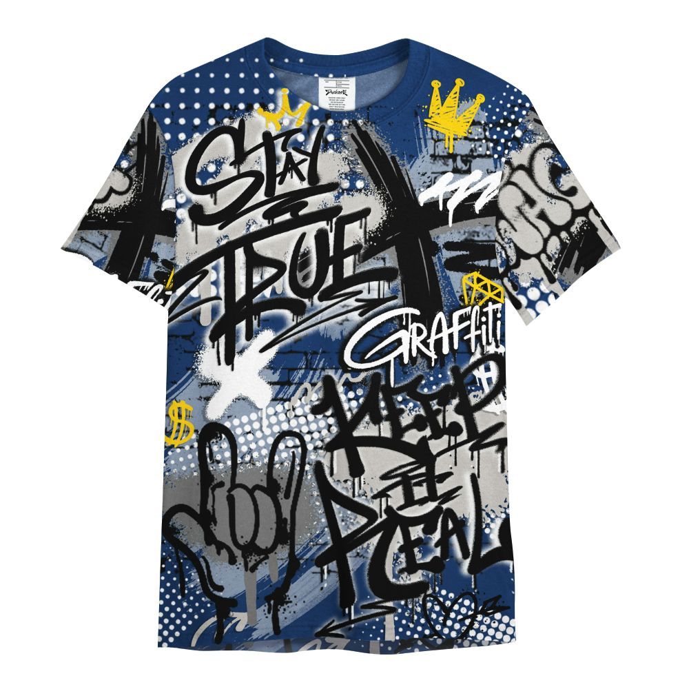 Shirt To Match High OG Deep Royal Blue 1s - True It Real Graffiti Streetwear All Over Print
