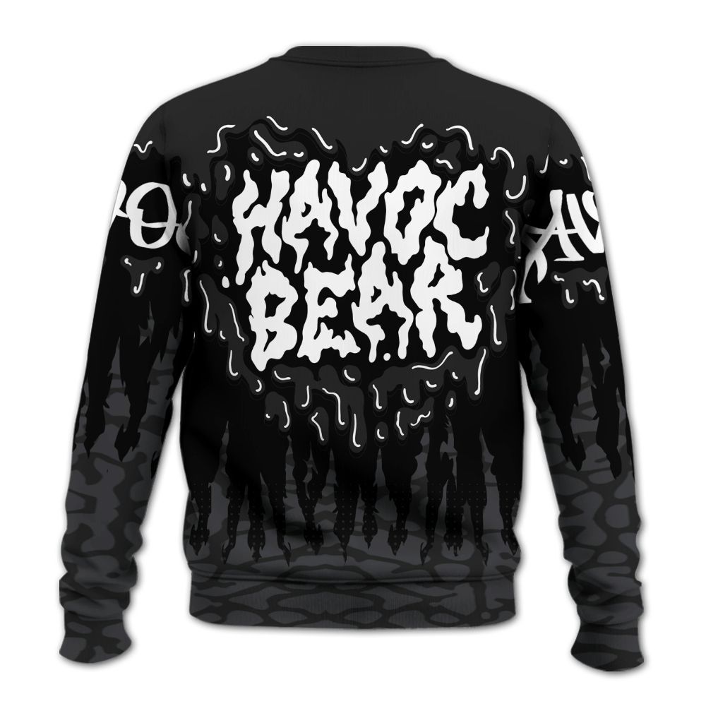 Sweatshirt To Match Black Cat 3s - Havok Bear Dripping All Over Print