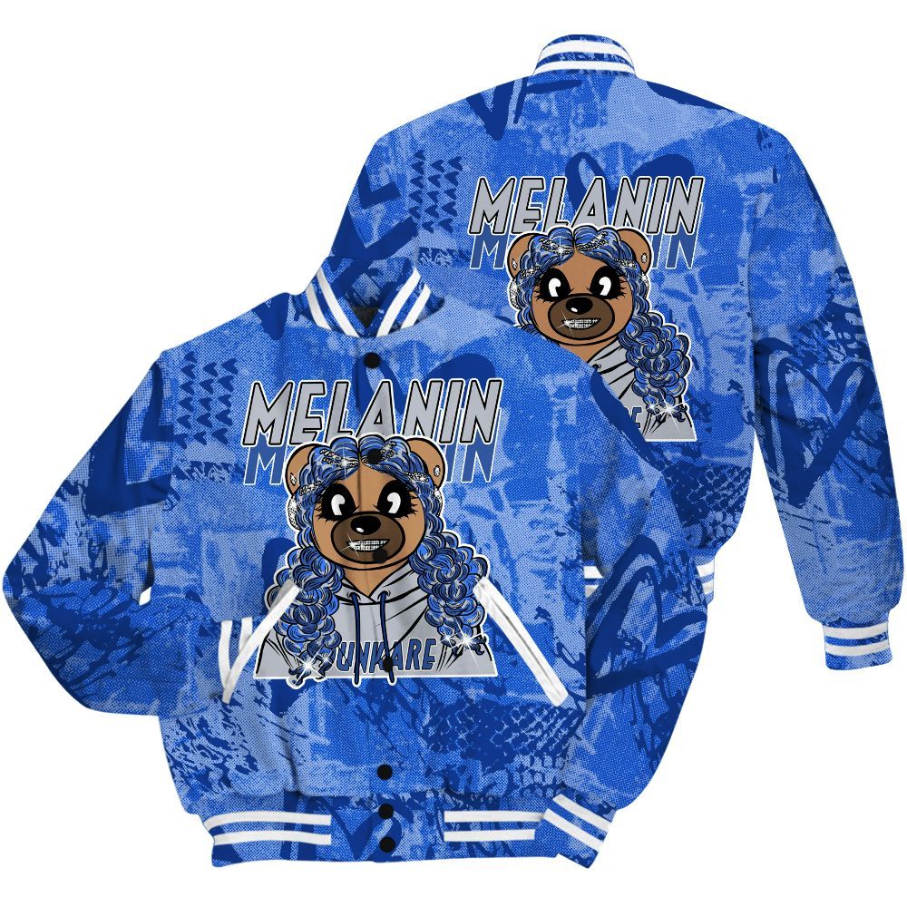 Varsity Jacket To Match Air Foamposite One Royal Shirt - Pigments Bear Heart Grunge All Over Print