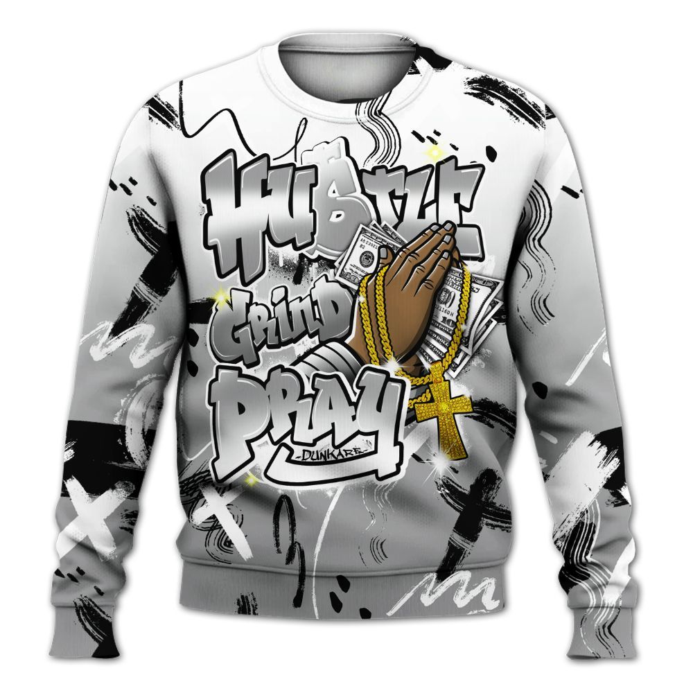 Sweatshirt To Match Retro Stealth 12s - Money Hustle Grind Pray All Over Print
