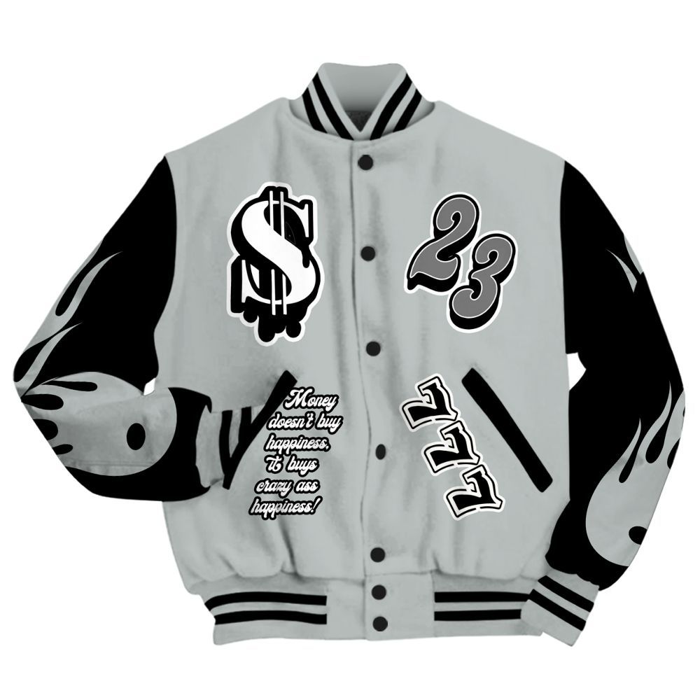 Varsity Jacket To Match Black Wolf Grey 12s - Shoe Game Crazy Graphic All Over Print