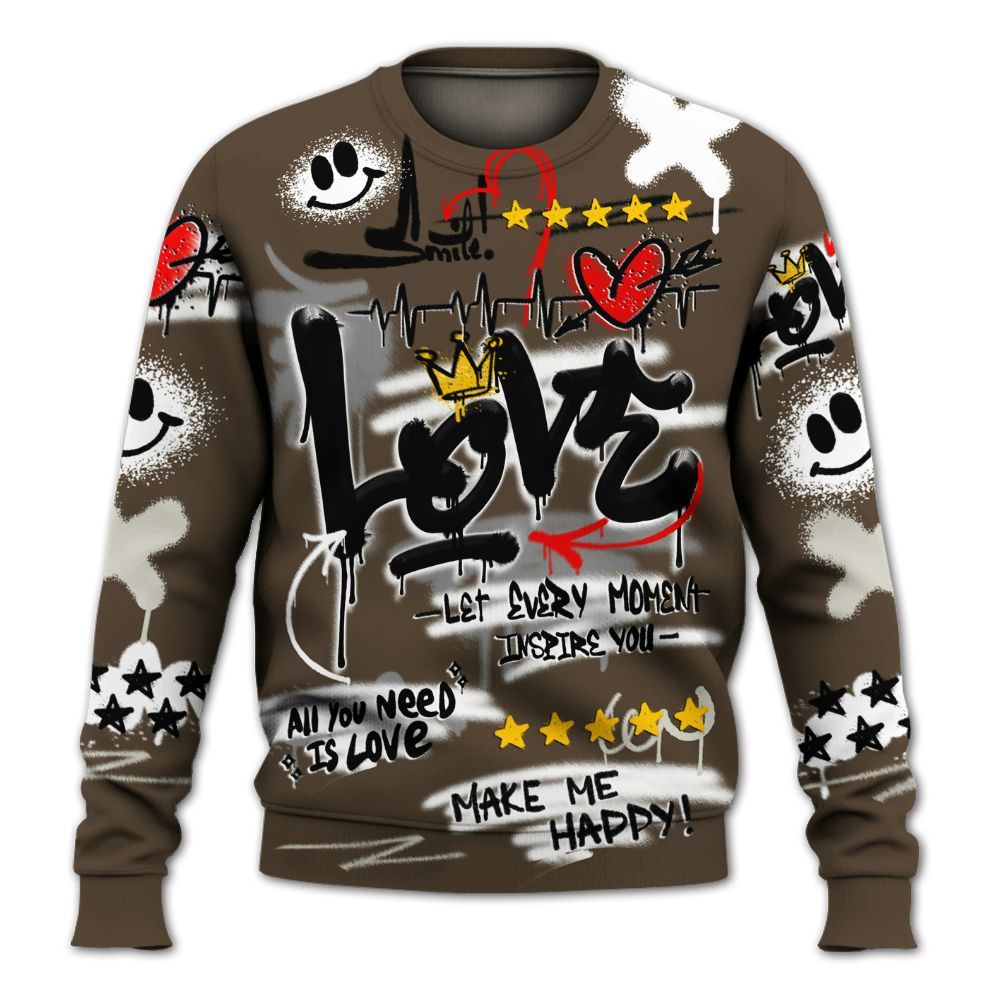 Sweatshirt To Match Palomino 1s - Happy Love Beats Graffiti Streetwear All Over Print