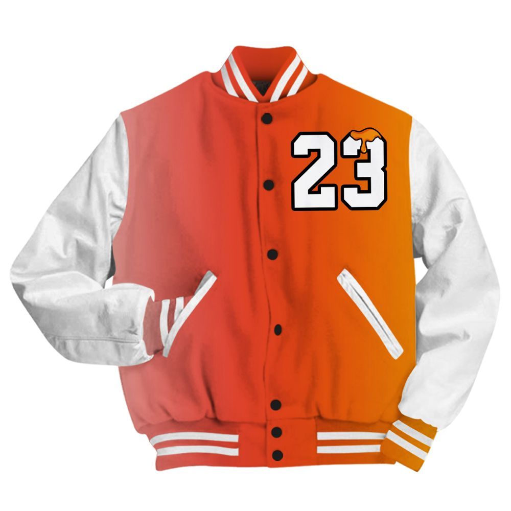 Varsity Jacket To Match Dunk High Candy Corn - Custom Name Number 23 Drip All Over Print