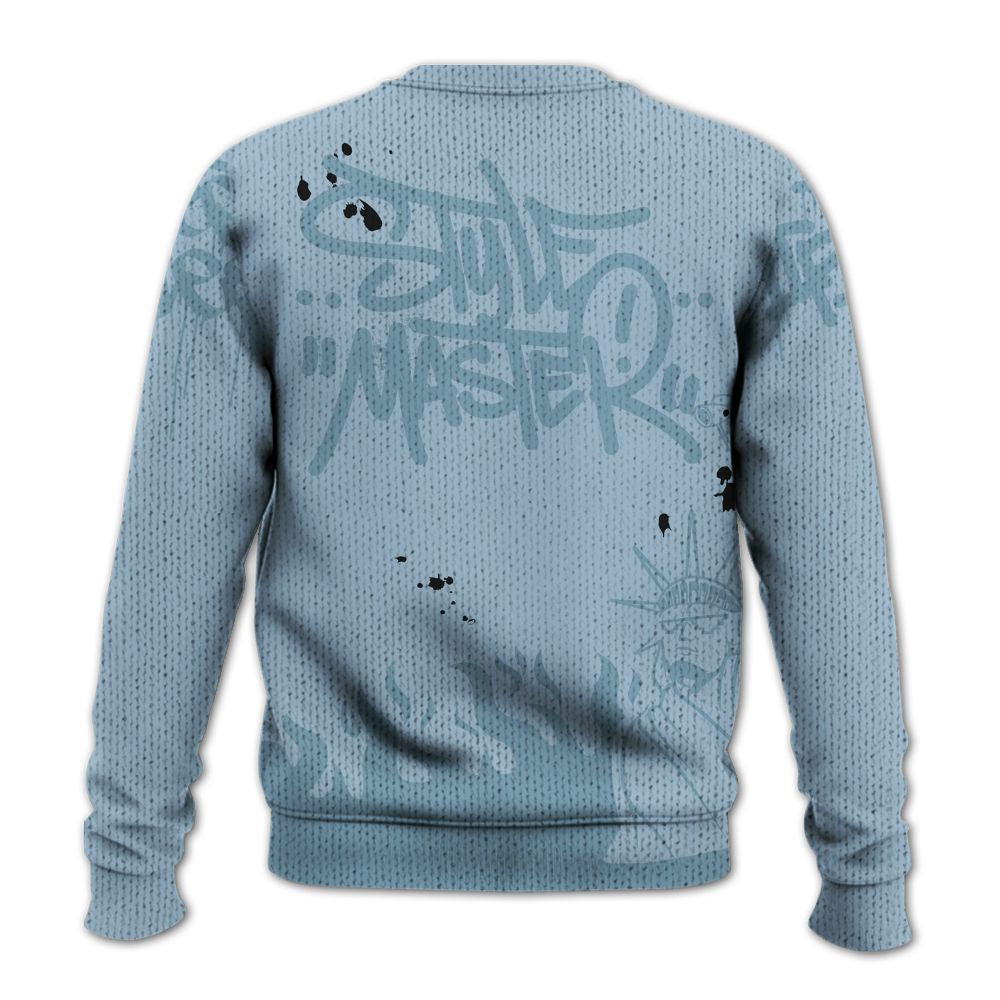 Knitted Sweater To Match Mid Ice Blue 1s - Graphic Fck Around Find Out