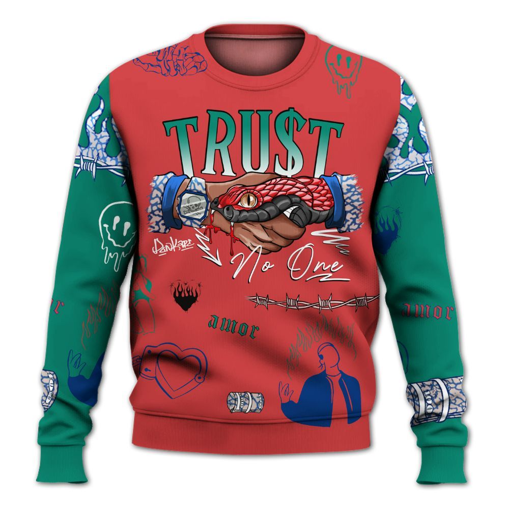Sweatshirt To Match Retro Chalk & Track Red 3s - Snake Trust No One All Over Print