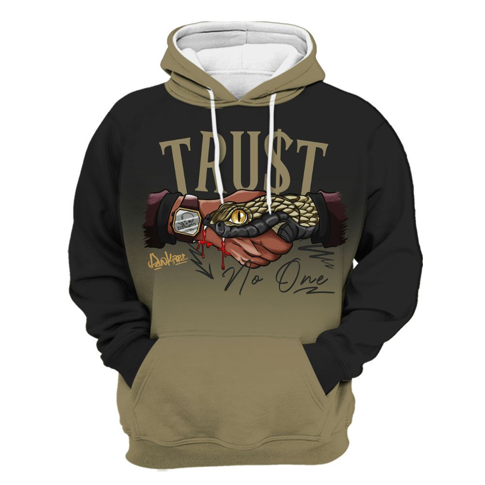 Hoodie To Match Black Olive 7s - Snake Trust No One Drip All Over Print