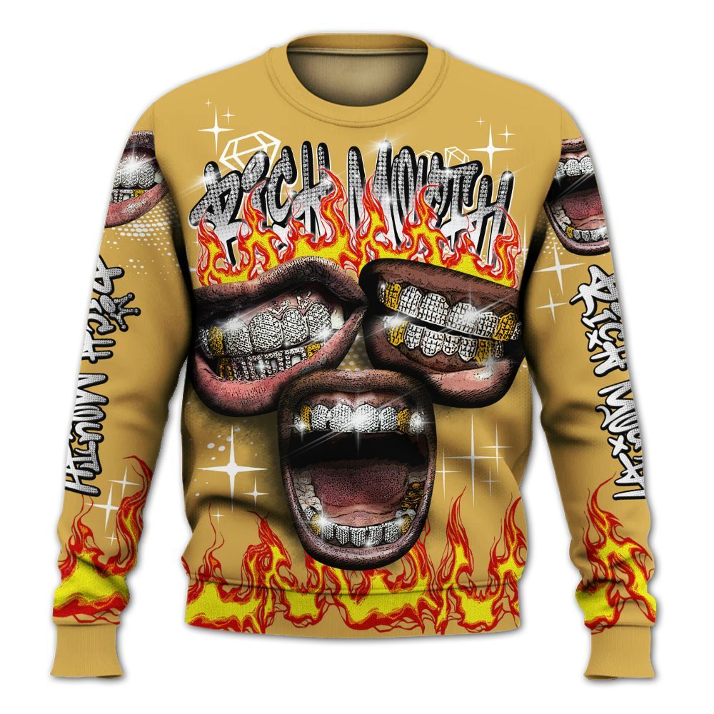 Sweatshirt To Match Retro Light Ginger 14s - Rich Mouth Fire Rap Retro 90s All Over Print