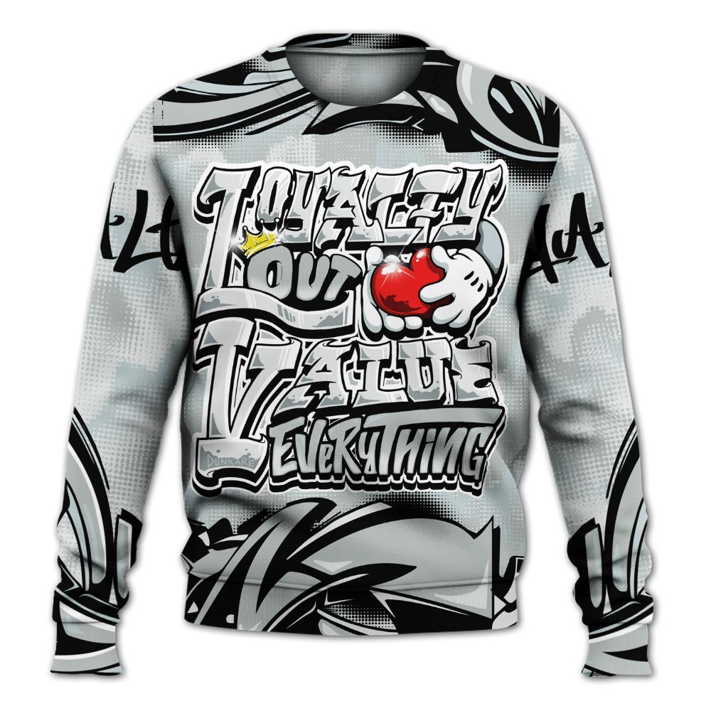 Sweatshirt To Match Black Wolf Grey 12s - Loyalty Out Value Graffiti All Over Print
