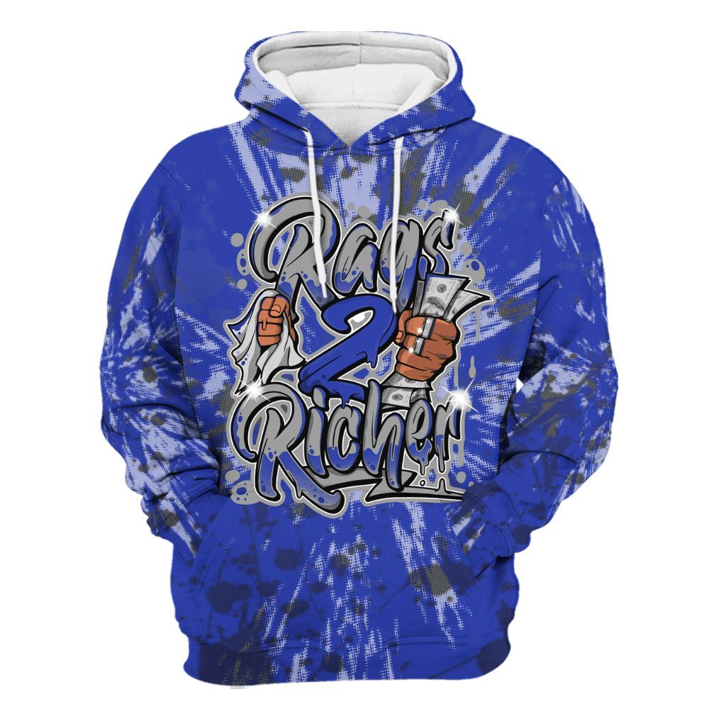 Hoodie To Match Air Max Plus Black Racer Blue - Rag 2 Rich Graphic Luxury All Over Print