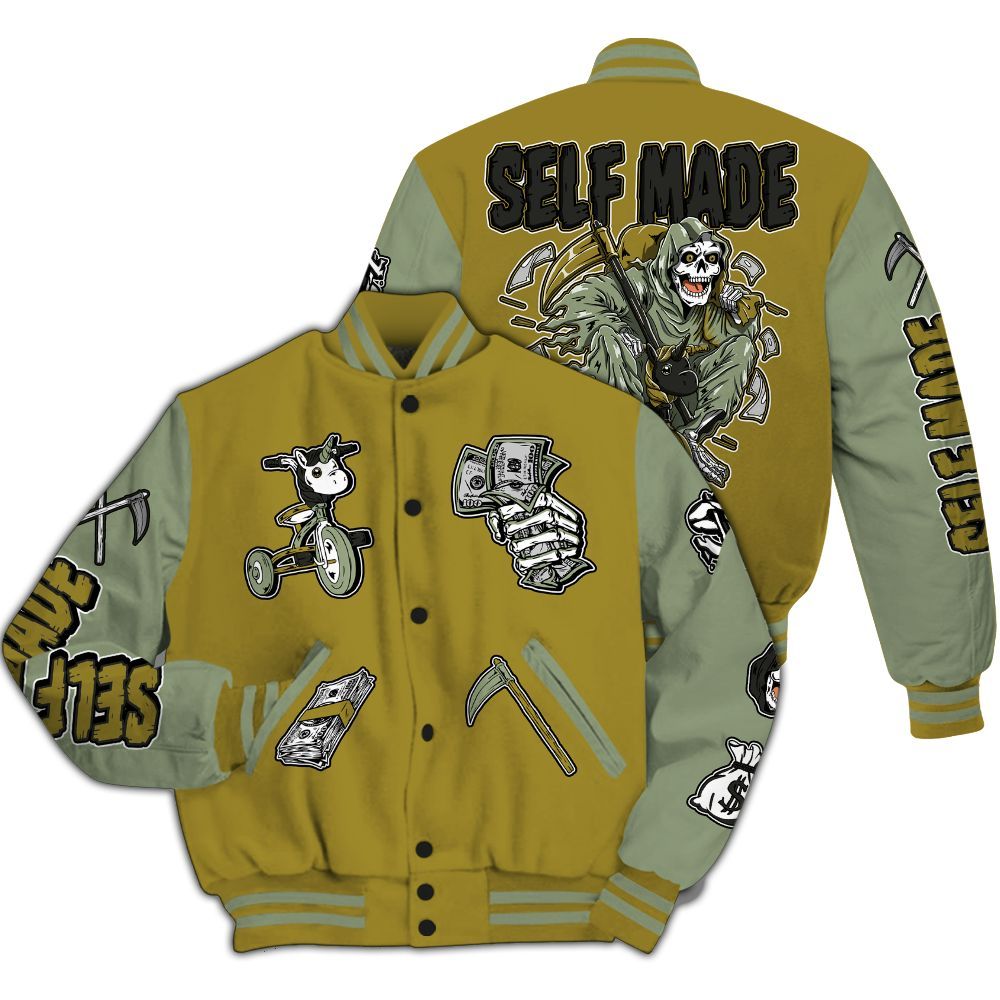 Varsity Jacket To Match Air Flightposite Metallic Gold - Self Make Skeleton All Over Print