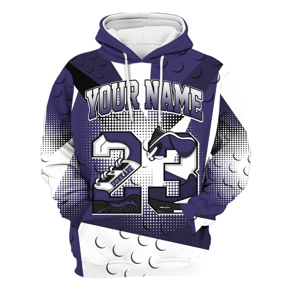 Hoodie To Match Retro Court Purple 13s - Poly Custom Name Number 23 5s All Over Print