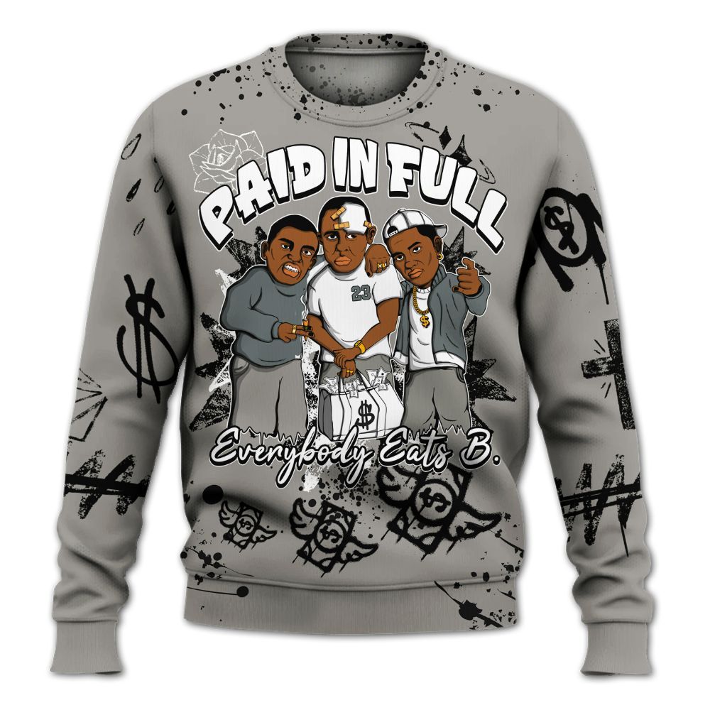 Sweatshirt To Match Cool Grey 9s - Everybody Paid In Full Crayon All Over Print