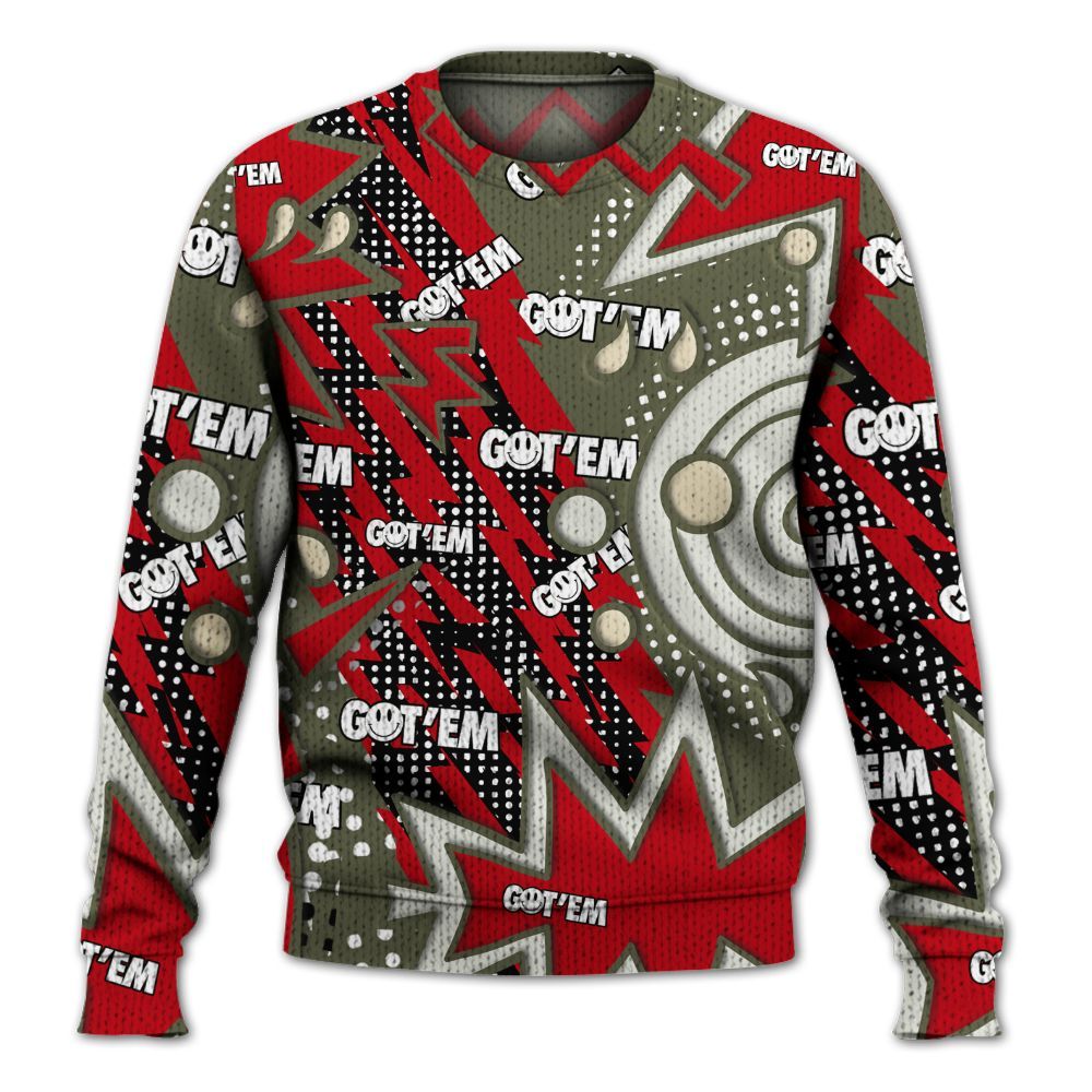 Knitted Sweater To Match Low OG Medium Olive 1s - Retro Vintage 90s