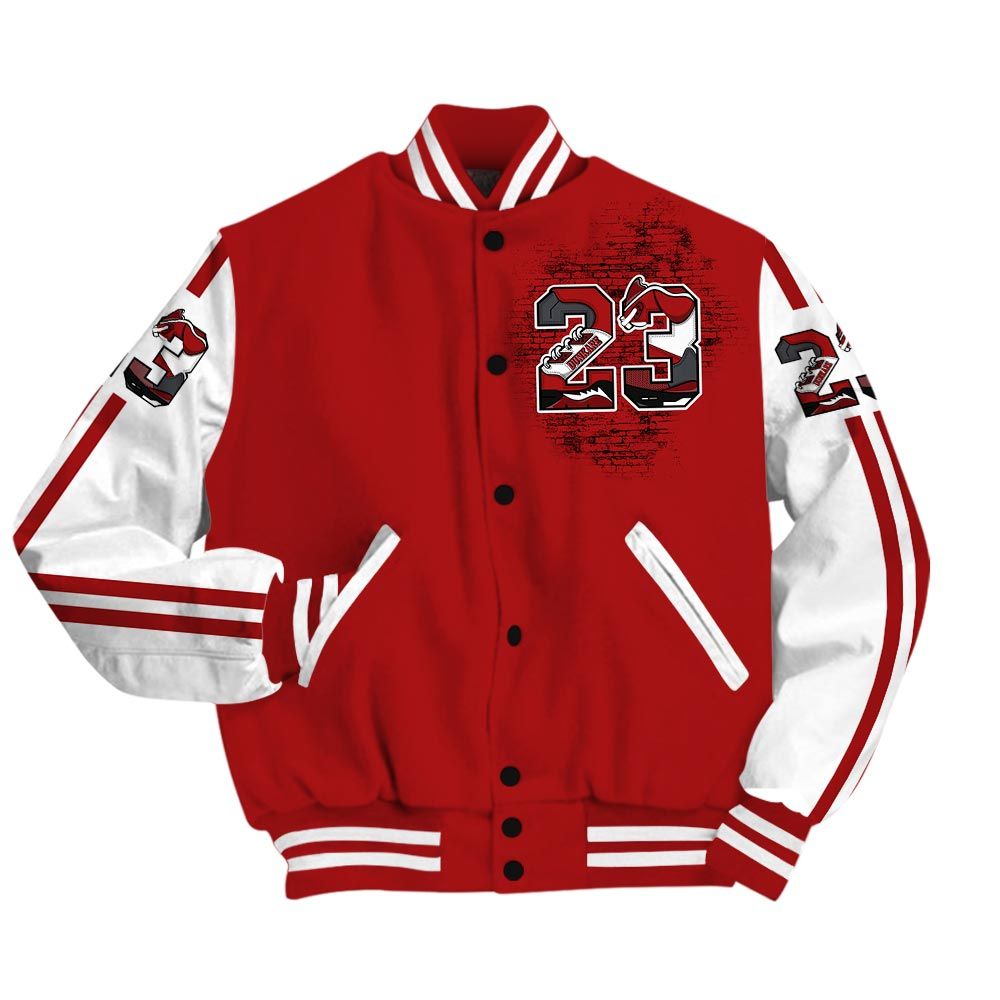 Varsity Jacket To Match Red Taxi 12s - Custom Name Number 23 5s Varsity Jacket Outfit 12 Red Taxi 1305 HDT