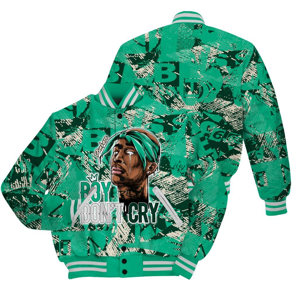 Varsity Jacket To Match Oxidized Green 4s Shirt, Boiz Ain't Cry Unique Abstract All Over Print