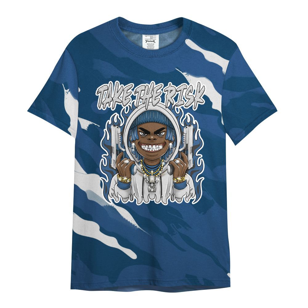 Shirt To Match High OG Midnight Navy 1s - Take The Risk Colored All Over Print