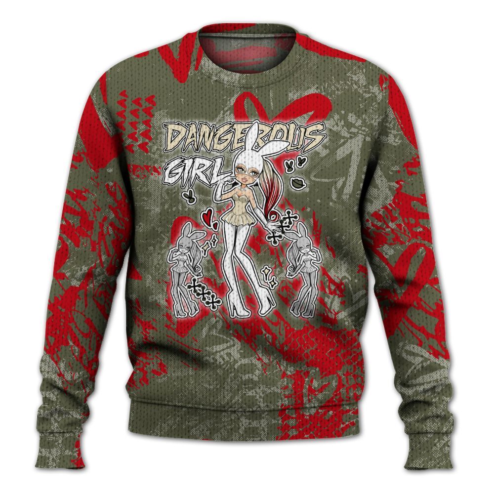 Knitted Sweater To Match Travis Scott Low OG Medium Olive 1s - Dangerous.Girl Heart Grunge