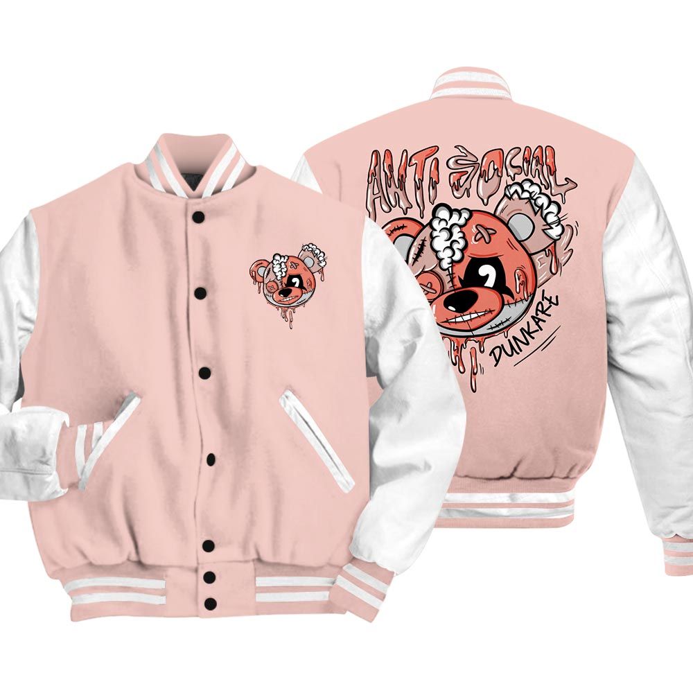 Varsity Jacket To Match Legend Pink 11s Vasity Jacket - Hate Social Bear Vasity Jacket Unisex