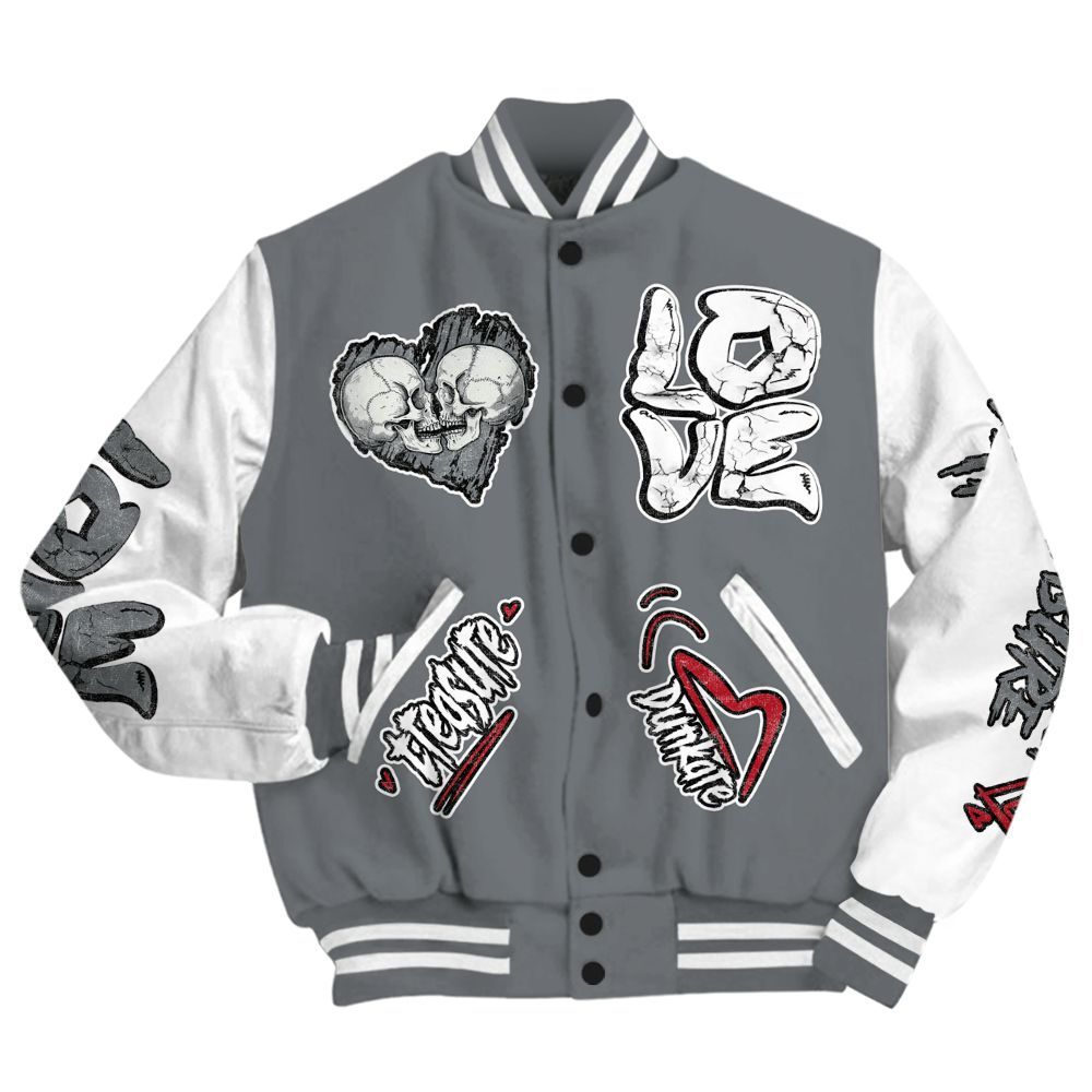Varsity Jacket To Match Retro Fire Red 9s - Skull Love All Over Print