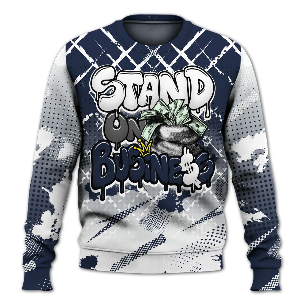 Sweatshirt To Match Dunk Low White Midnight Navy - Halftone Stand Business Dripping All Over Print