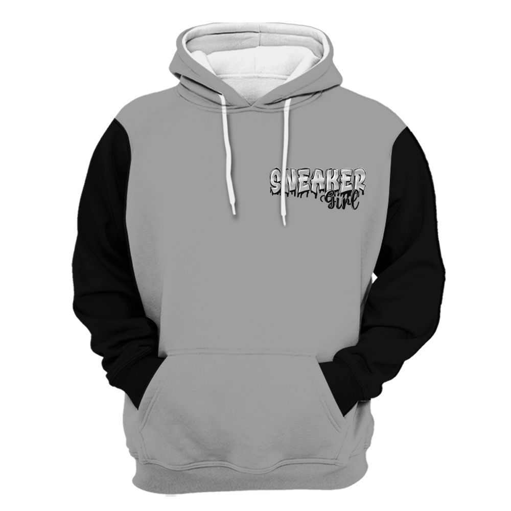 Hoodie To Match Black Wolf Grey 12s Varsity Jacket, Custom Name Sneaker Girl Money All Over Print
