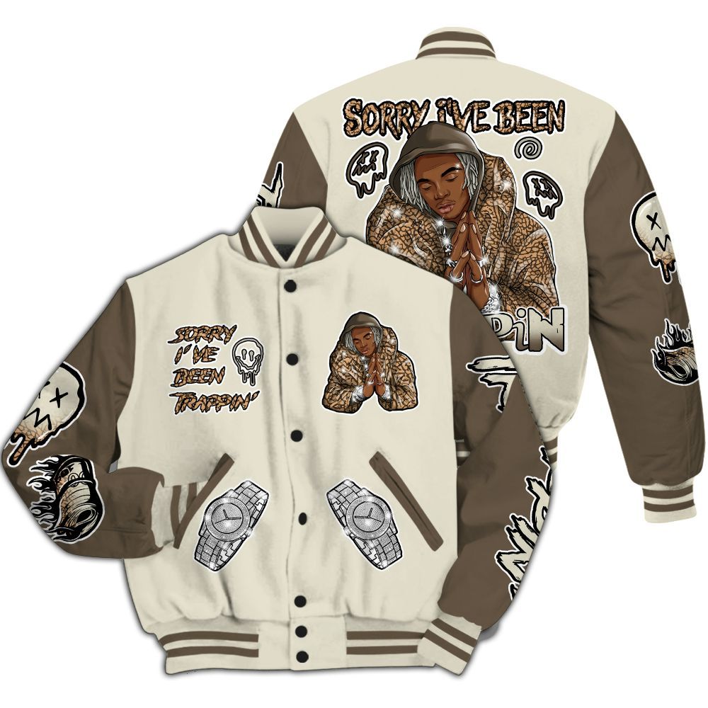 Varsity Jacket To Match Orewood Brown 3s - Trappin' Unique All Over Print