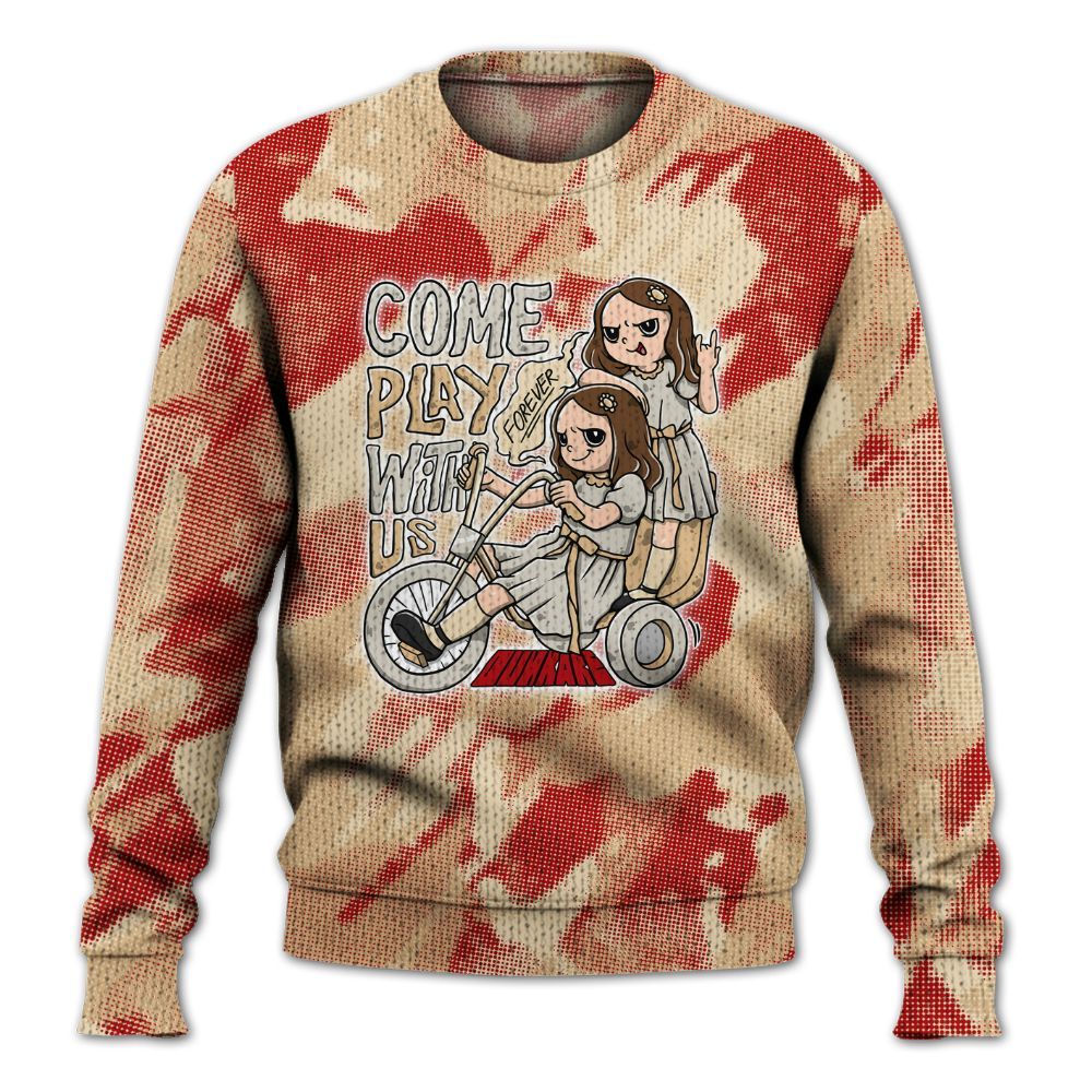 Knitted Sweater To Match Dunk Low Strawberry Waffle - Come Hangout Halloween Abstract Halftone