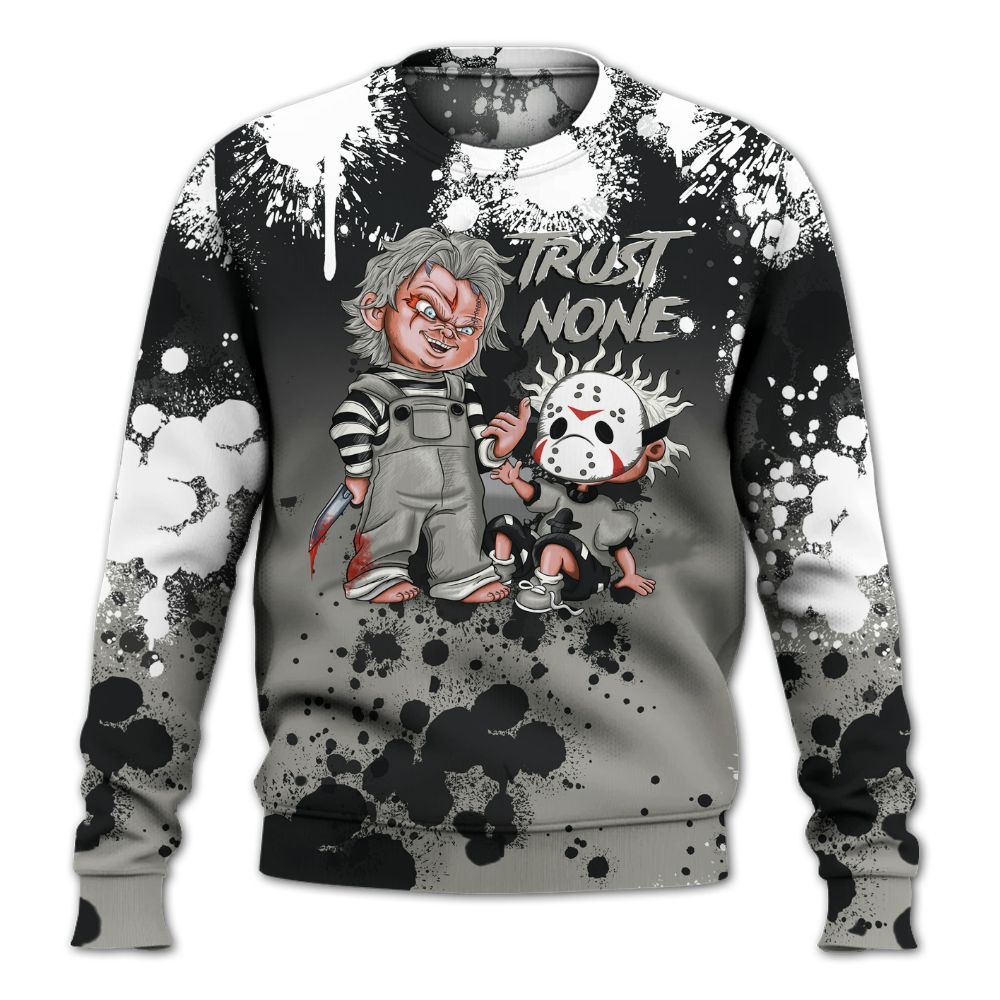 Sweatshirt To Match High Satin Shadow 1s - Trust No One Scary All Over Print