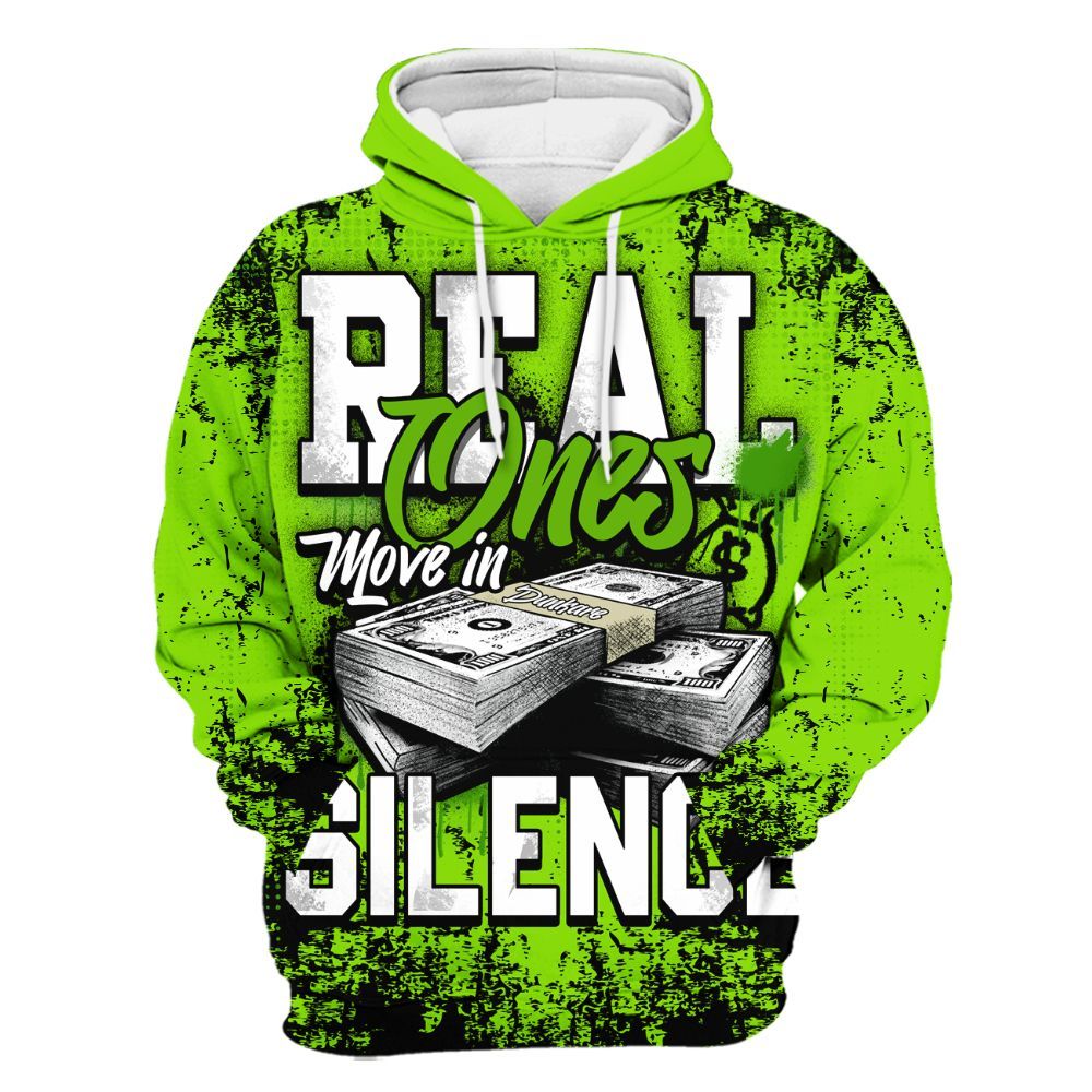 Hoodie To Match Electric Green 6s - Move In Silence Money Street Retro All Over Print