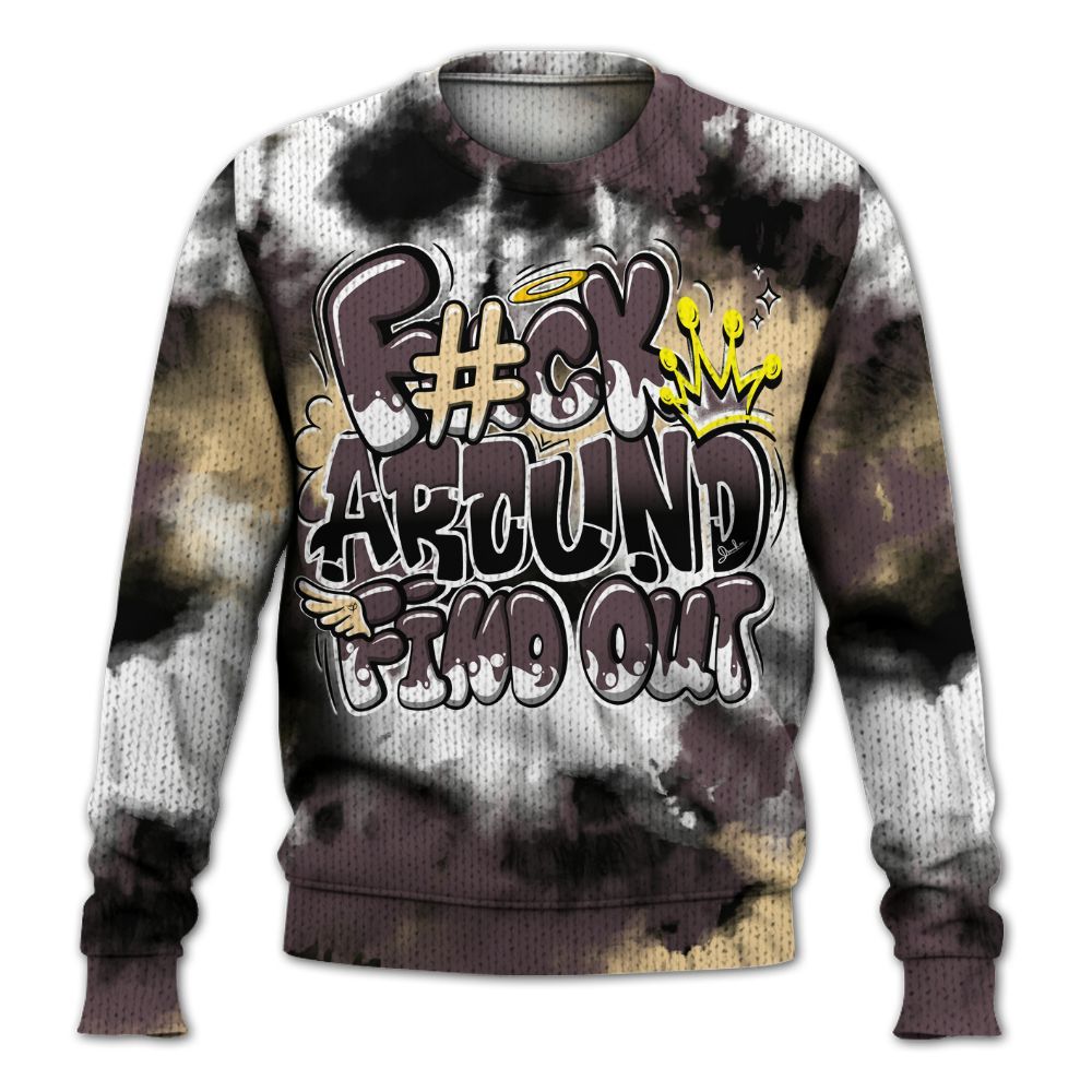 Knitted Sweater To Match AMM Black 3s - Tie Dye FK Around Find Out