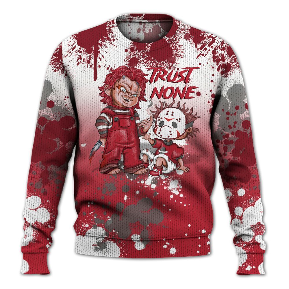 Knitted Sweater To Match Red Flint 13s - Trust No One Scary