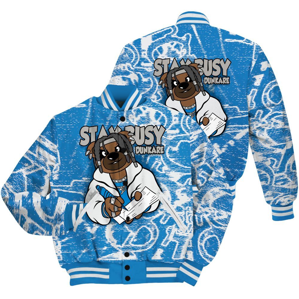 Varsity Jacket To Match Industrial Blue 4s Shirt - Maintain Activity Bear Avant-Garde All Over Print