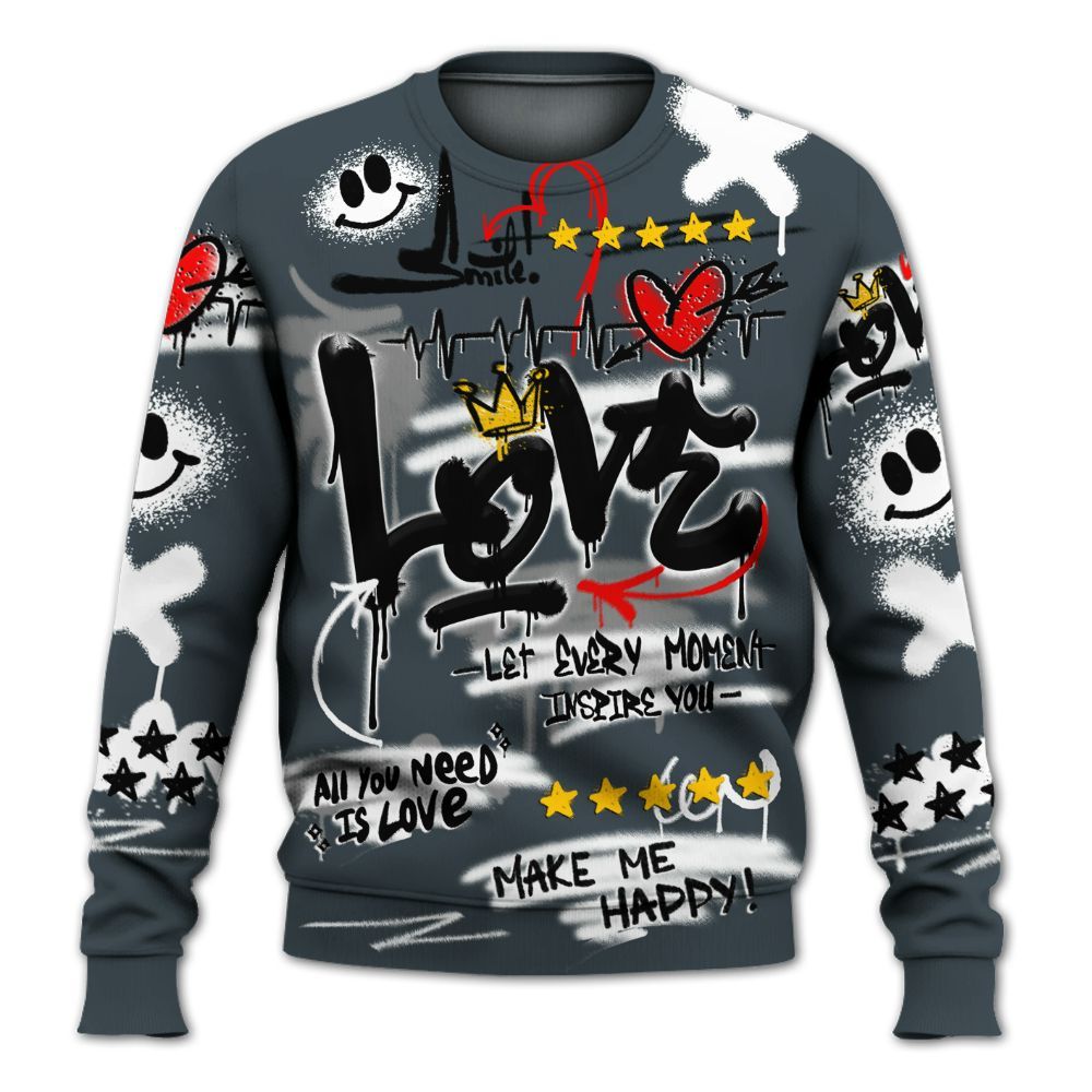 Sweatshirt To Match Air Max Sunder Gore Tex Black - Happy Love Beats Graffiti Streetwear All Over Print