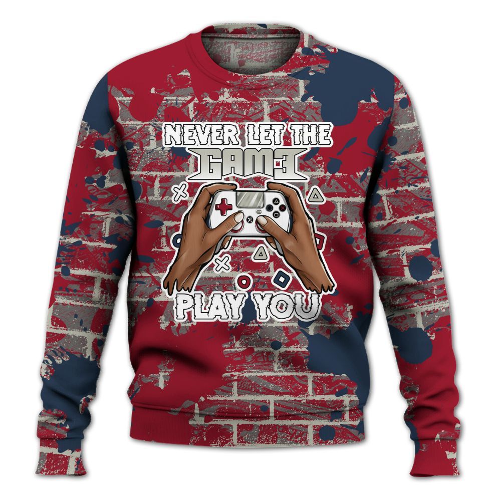 Sweatshirt To Match White Midnight Navy 6s - PlayGame Human Brick All Over Print